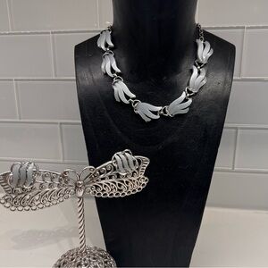 Vintage 1960’s Claudette Lucite Thermoset Necklace & Clip-on Earrings Set